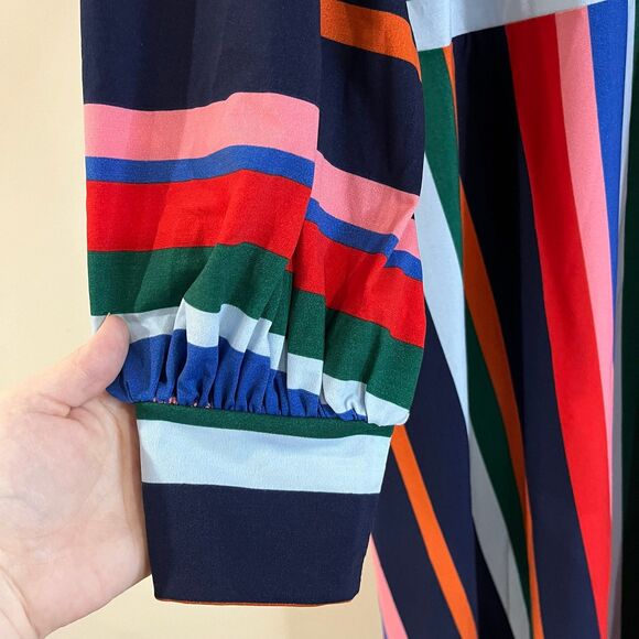 ELOQUII A-Line Puff Sleeve Dress Midi Rainbow Stripe size 24 NWTs - Picture 5 of 8